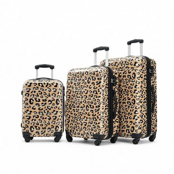 LIVACA 3-Piece Brown Leopard Polycarbonate Hardside Spinner TSA