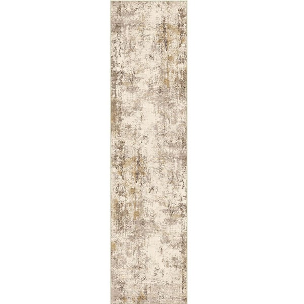 Van Gogh Brown/Gray 2 ft. x 8 ft. Modern Abstract Runner Rug