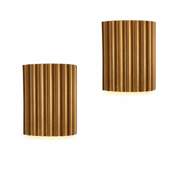 Gypsum 7.1 in. 2-Light Gold LED Vanity Light Bar with Up and Down Wall Illumination for Indoor Use