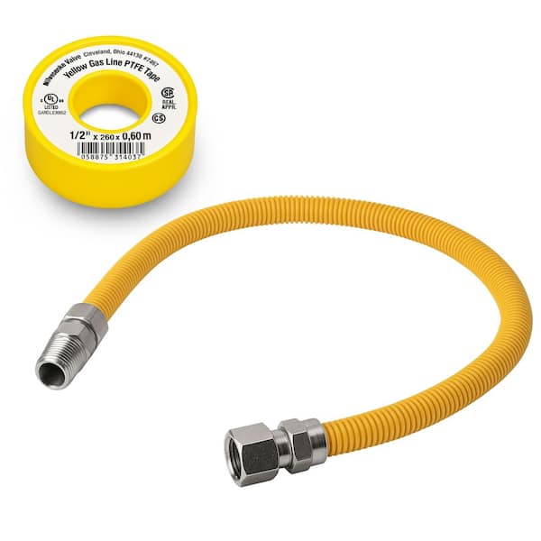 1/2 in. OD Flexible Gas Line Connector with 1/2 in. MIP x 1/2 in. FIP-12 in. Yellow Coated Gas Hose