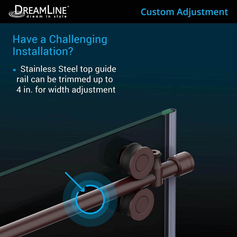 Enigma-XO 55" W x 62" H Single Sliding Frameless Shower Door with Clear Max Technology