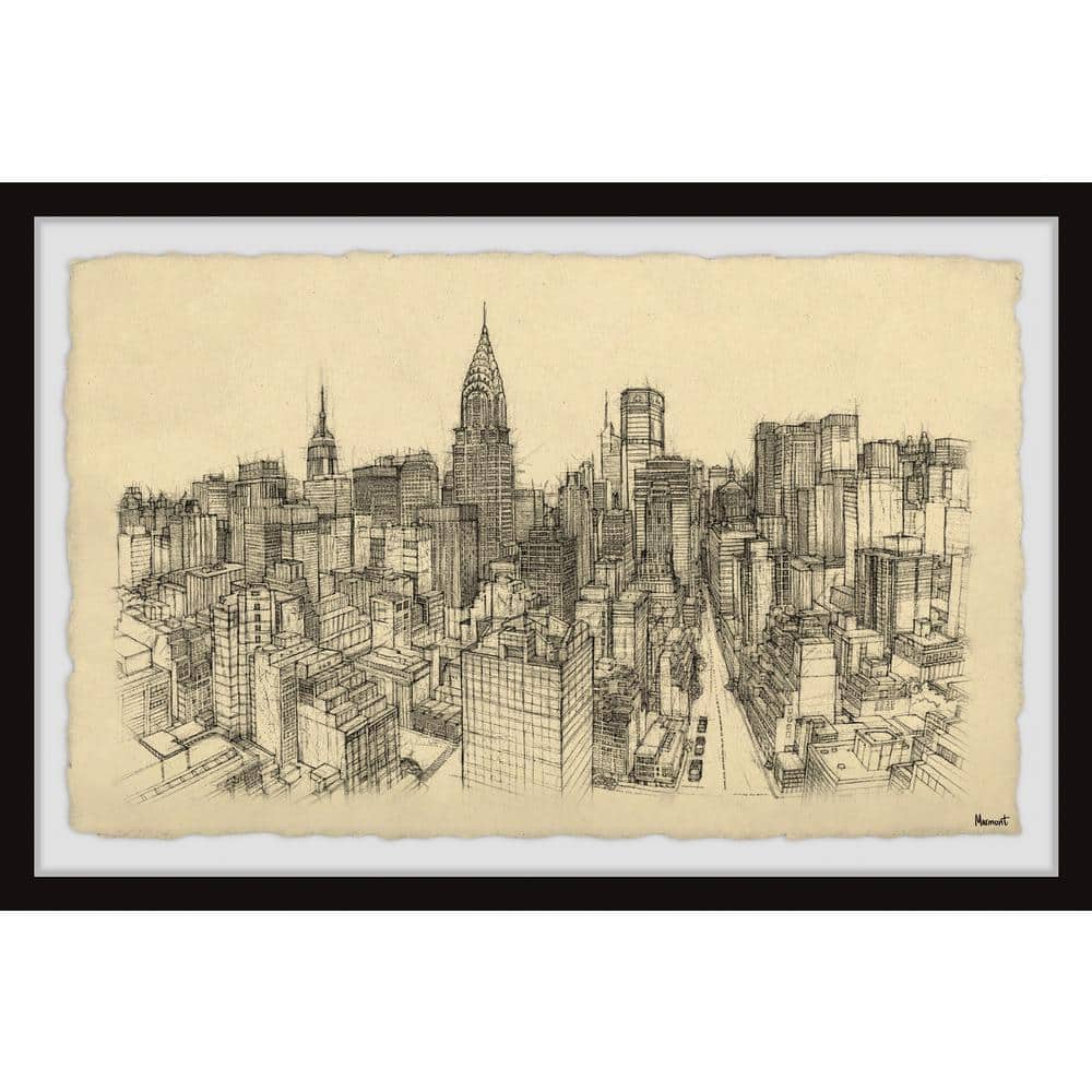NYC Birds Eye View by Marmont Hill Framed Architecture Art Print 8 in. x 12