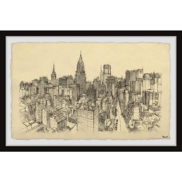 Unbranded "NYC Birds Eye View" by Marmont Hill Framed Architecture Art Print 8 in. x 12 in.