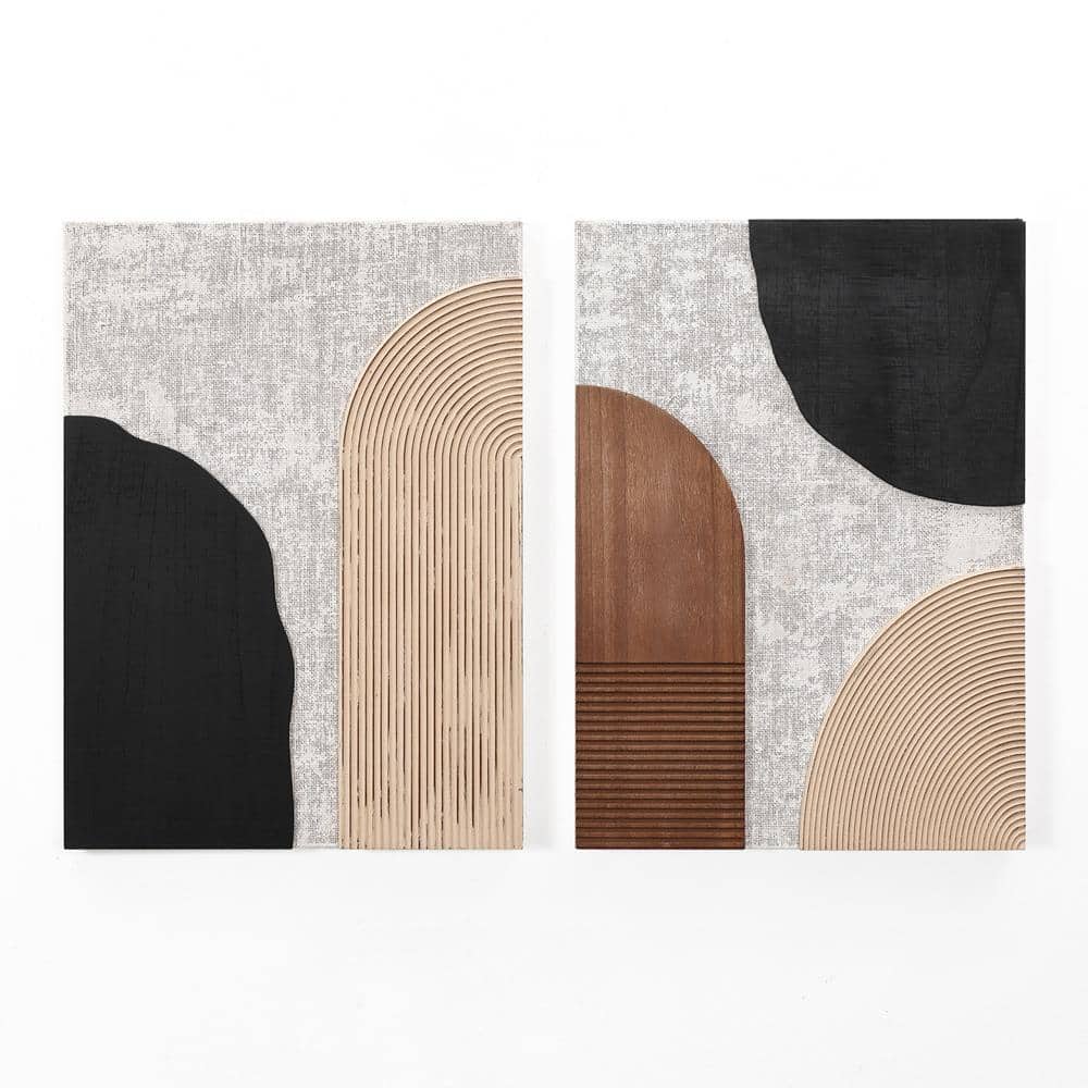 Earth Tone Abstract Mixed Media Canvas Wall Art Set