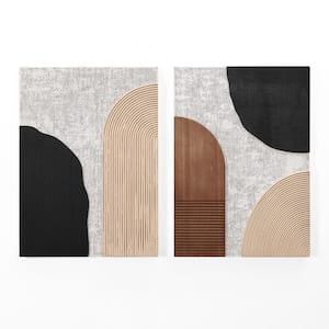 2-Piece Earth Tone Abstract Rectangular Wood Wall Art Decor Set