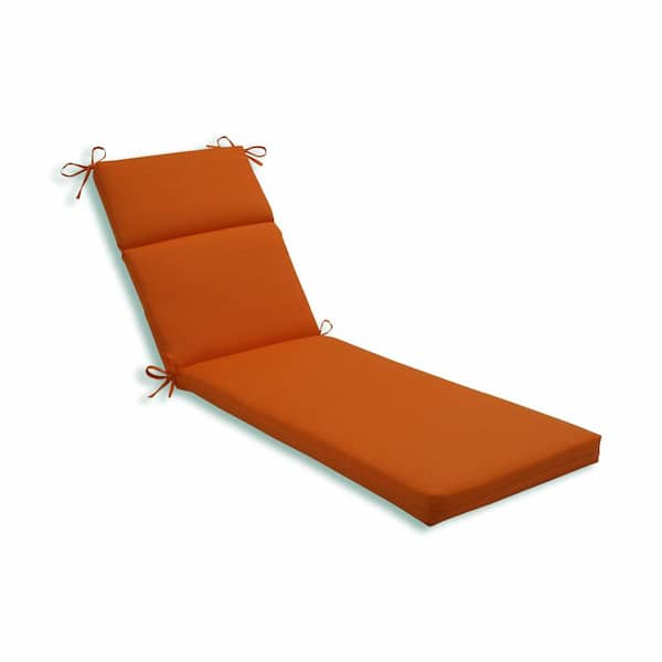 Pillow Perfect Solid 21 x 28.5 Outdoor Chaise Lounge Cushion in Orange Sundeck 496740 The Home Depot