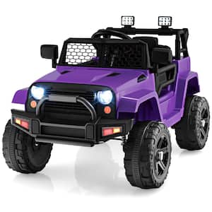 12V Kids Ride On Car Electric Vehicle Jeep with Parental Remote Music Horn Headlights Slow Start Function Purple