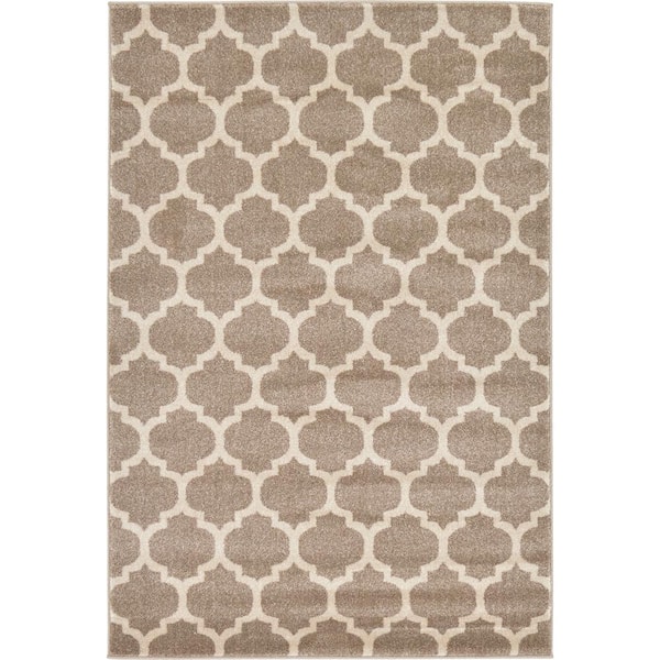 Unique Loom Trellis Philadelphia Light Brown/Beige 4' 0 x 6' 0 Area Rug