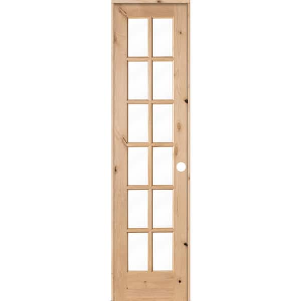 Krosswood Doors 24 in. x 96 in. Knotty Alder 12-Lite Low-E Insulated Clear Glass Solid Wood Left-Hand Single Prehung Interior Door