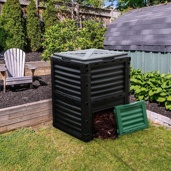 ANGELES HOME Black PP 80 Gal. (300L) Large Garden Outdoor Compost Bin Composter