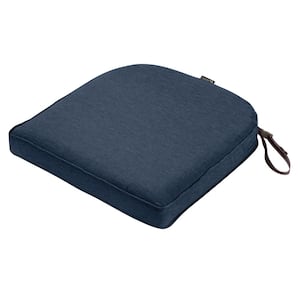 Montlake Heather Indigo Blue 20 in. W x 20 in. D x 2 in. Thick Rounded Back Square Outdoor Seat Cushion