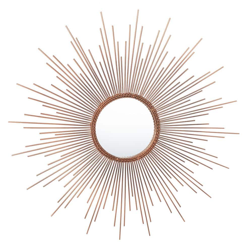 Radiant Lines 30" Round Sunburst Mirror in Metallic Copper