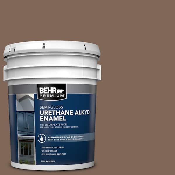 BEHR PREMIUM 5 gal. Home Decorators Collection #HDC-AC-05 Cocoa Shell Urethane Alkyd Semi-Gloss Enamel Interior/Exterior Paint