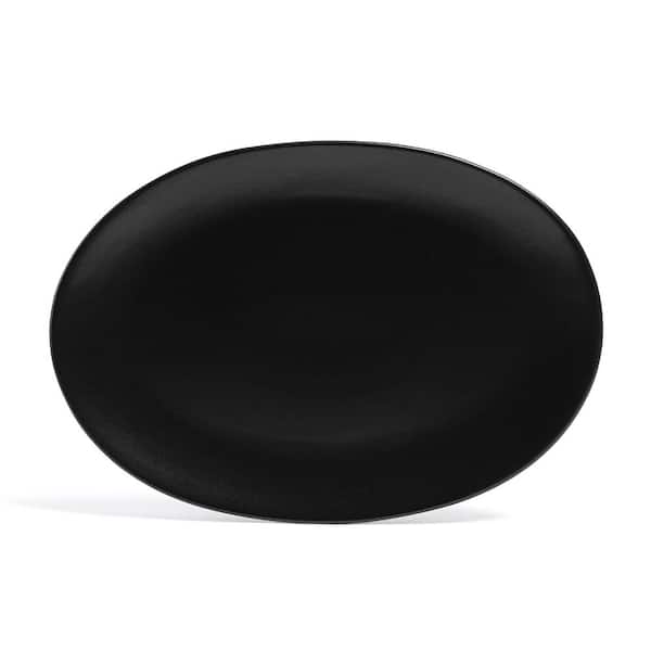 Coupe 16.4 in. Semi-Matte Black Hand-Finished Stoneware Oval Serving Platter