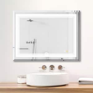 NT 48 in. W x 36 in. H Rectangular Frameless 3-Colors Dimmable LED Anti-Fog Memory Wall Mount Bathroom Vanity Mirror