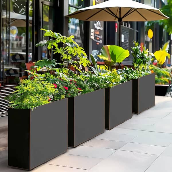 12 in. Torino Square Silver Plastic Planter SD333H-SI - The