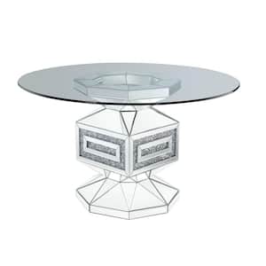 52 in. Silver Glass Pedestal Dining Table (Seat 4)