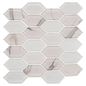 Astor Johann Gray/White 11-15/16 in. x 11-15/16 in. Geometric Smooth Glass Mosaic Tile (4.95 sq. ft./Case)