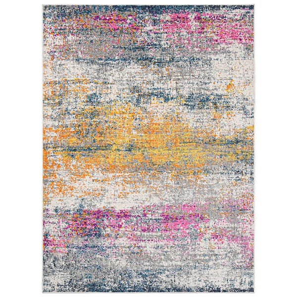 Montana 9 x 12 Orange/Pink Abstract Pattern Area Rug for High Traffic Living Room Dining Room Bedroom