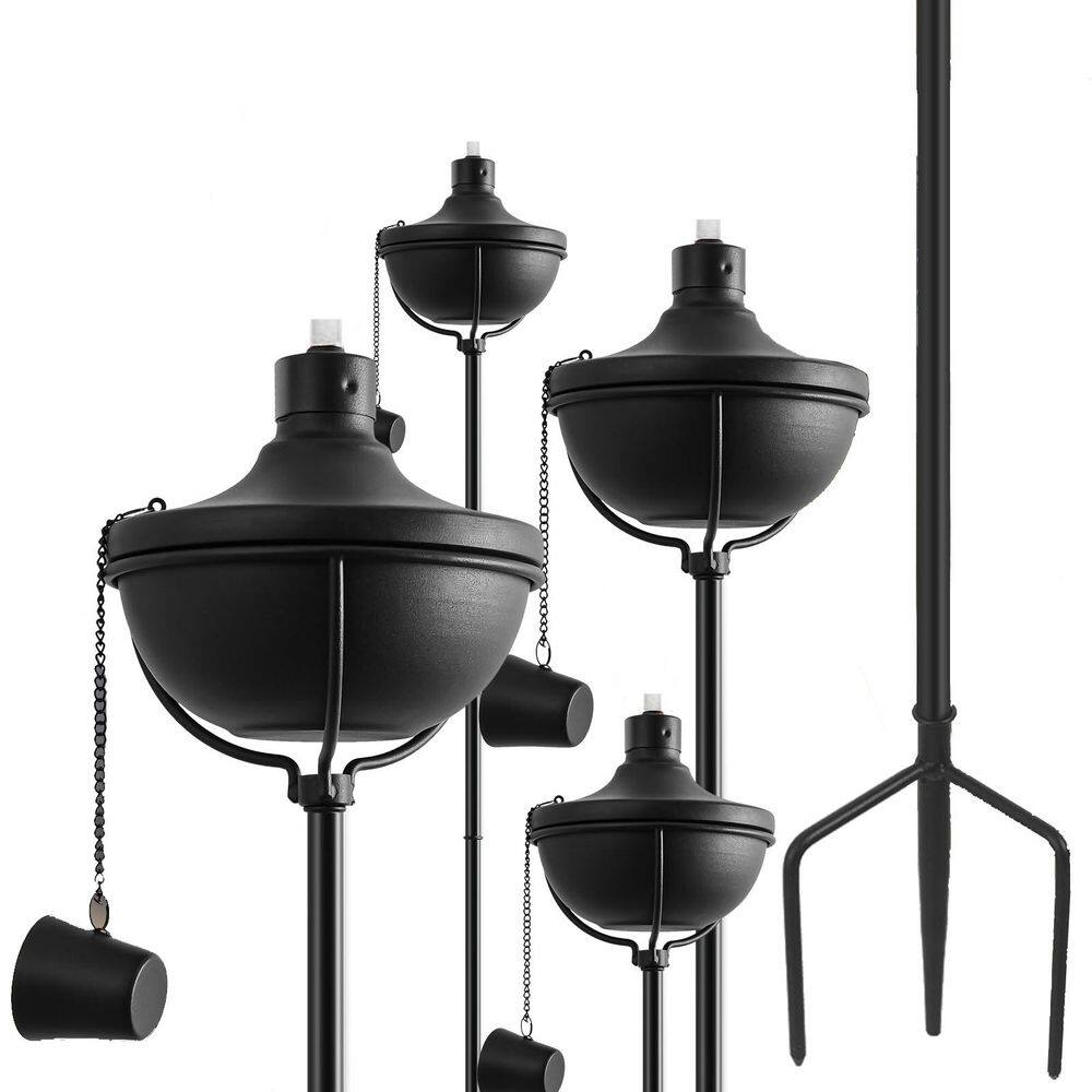 55 in. Black Metal Garden Torch Large Capacity Citronella Outdoor Decor Table Top Adjustable 4 Pack price history on PriceWatchPro