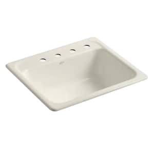 Mayfield Drop-In Cast-Iron 25 in. 4-Hole Single Basin Kitchen Sink in Biscuit