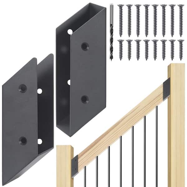 Afoxsos Stair Angle 40° Stainless Steel Deck Railing Brackets Connectors for 2 x 4 Wood Post with Concealed Design 4 Pair