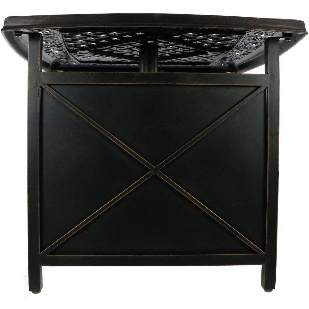 Bronze Cast Aluminum Square Patio Table with Umbrella Holder