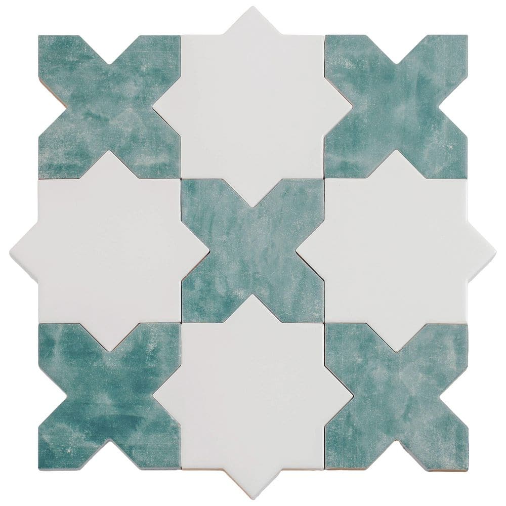 Siena 5.4 in. x 5.4 in. White Star Pistachio Green Cross Matte Ceramic Wall Floor Tile (10.76 sq. ft./case, 54 Pack) price history on PriceWatchPro