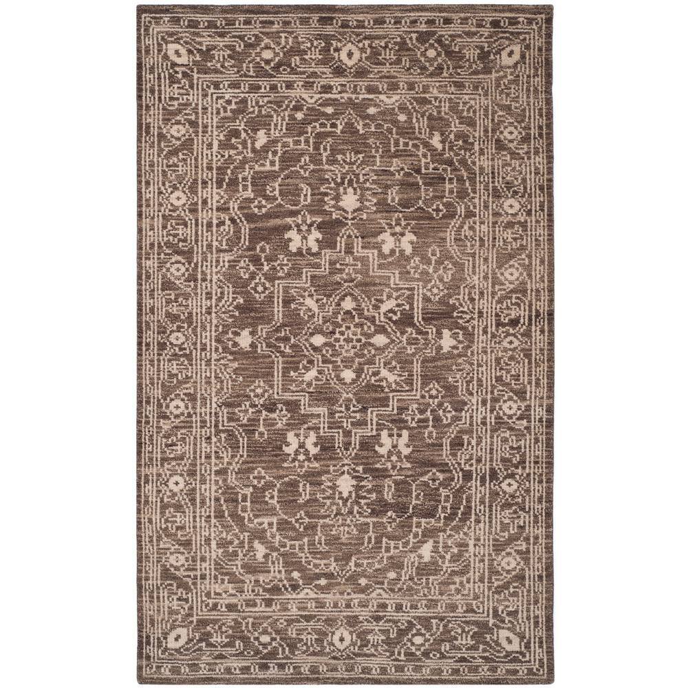 Kenya Brown and Beige Hand-Knotted Wool Area Rug