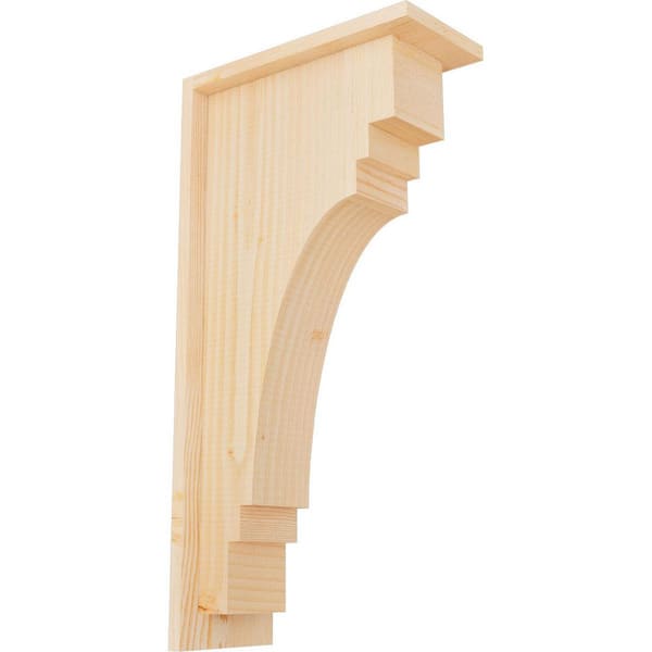 Ekena Millwork 5-1/2 in. x 12 in. x 24 in. Douglas Fir Pescadero Smooth Corbel with Backplate
