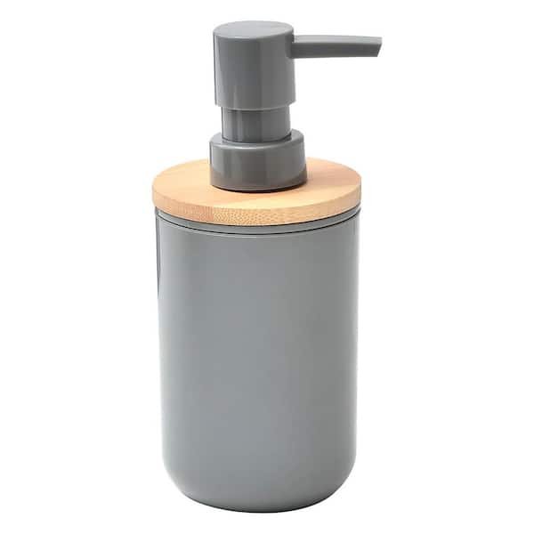 Padang Freestanding Soap and Lotion Pump Dispenser with Bamboo Top 10 FL oz. Gray