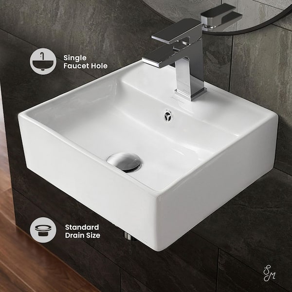 Claire 15 in. Compact Ceramic Wall Mounted Bathroom Sink in White