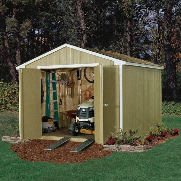 Handy Home Products Installed Princeton 10 Ft X 10 Ft Wood Storage Shed With Driftwood Shingles 0 The Home Depot