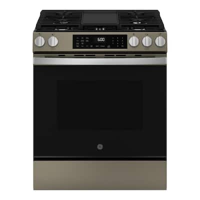30 in. 5-Burners Slide-In Smart Gas Convection Range in Slate with EasyWash Oven Tray And No-Preheat Air Fry