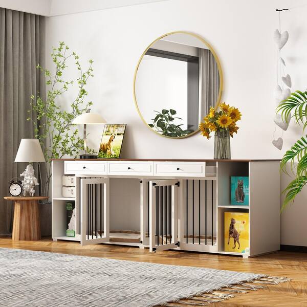 thumbnail image 2 of DAWNSPACES Extra Large Dog Crate Furniture, 55" Indoor Heavy Duty Dog Kennel House With Sliding Doors 2 of 9
