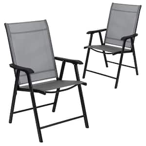 Black Metal Outdoor Dining Chair (2-Pack)