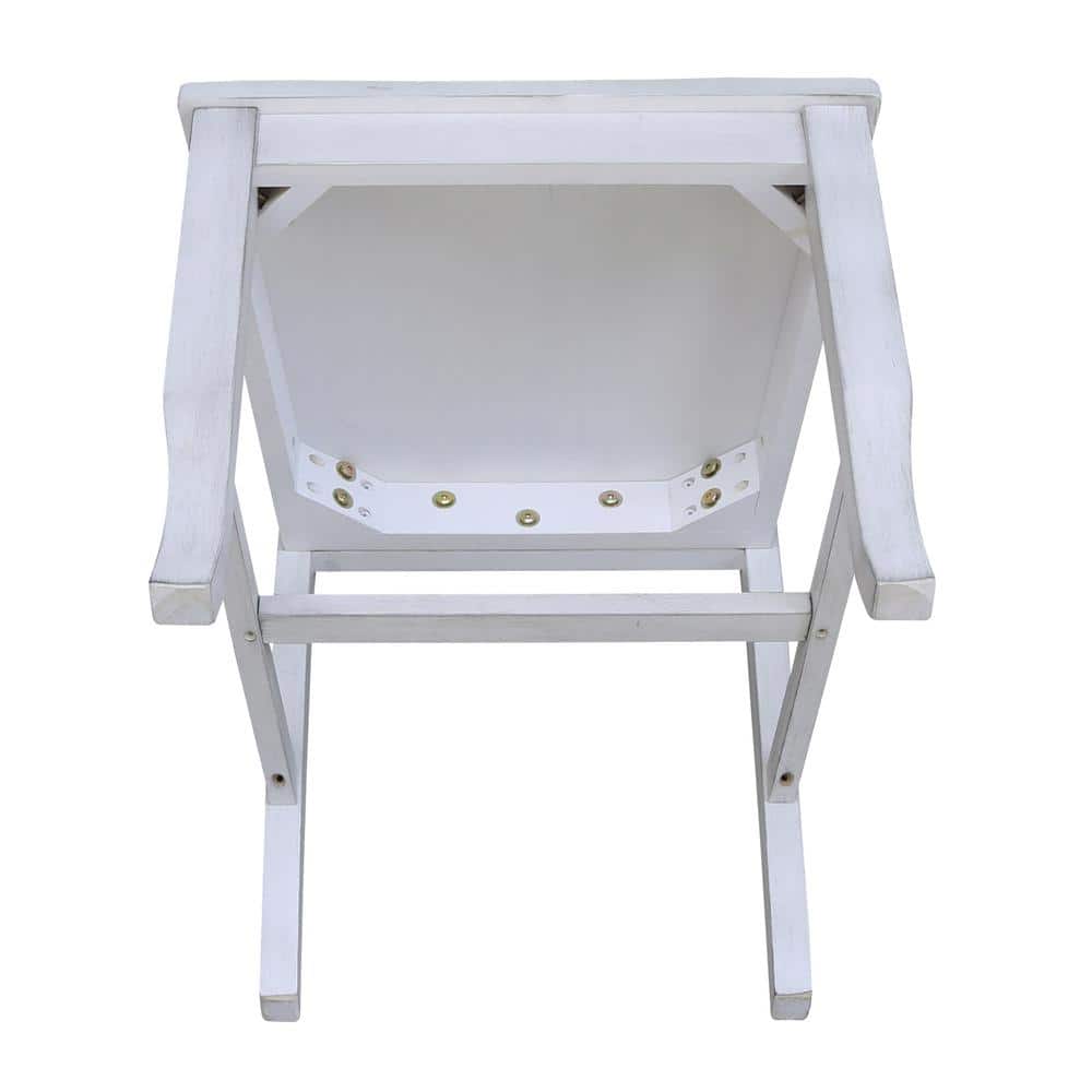 Elegant Antique Chalk Rubberwood Side Chair, 40" High