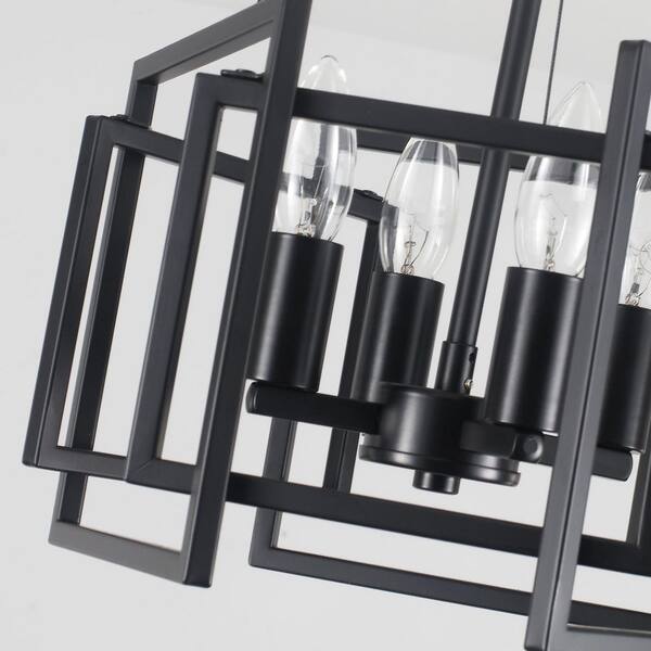 ZJVAIVE 4-Light 12.8 in. Black Metal Geometric Chandelier Light