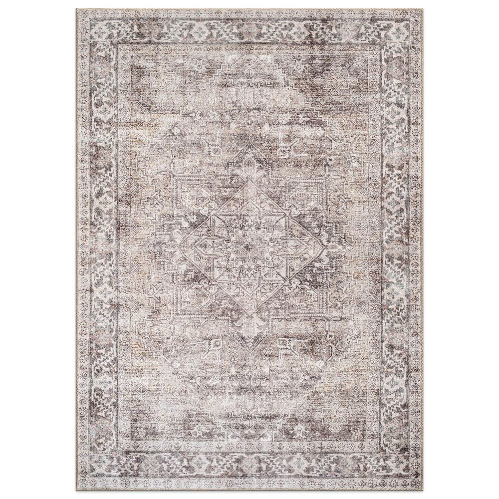 World Rug Gallery Calista Medallion Machine Washable Beige 7 ft. 6 in ...