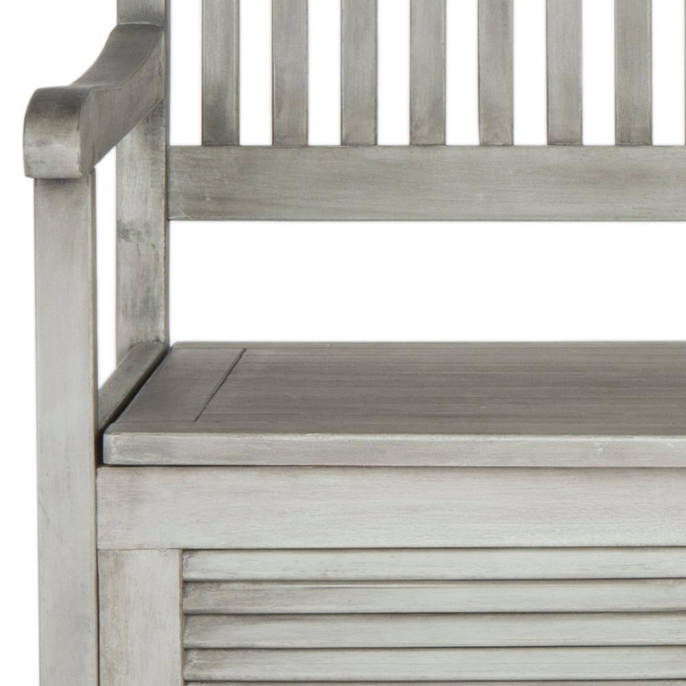 Transitional Gray Acacia Wood Storage Bench - 50"