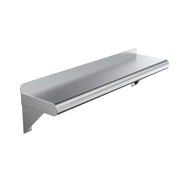 AMGOOD 8 in. x 24 in. Stainless Steel Wall Shelf. Kitchen, Restaurant, Garage, Laundry, Utility Room Metal Shelf with Brackets