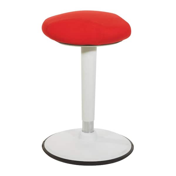 Office Star Products Active 24 in. to 34 in. White Frame and Red Fabric Perch Seat