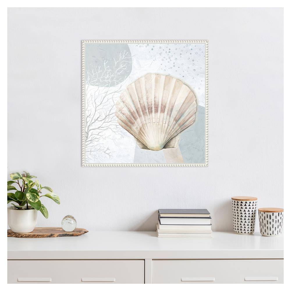 Blush Scallop Nautical Canvas Print with Beaded Frame