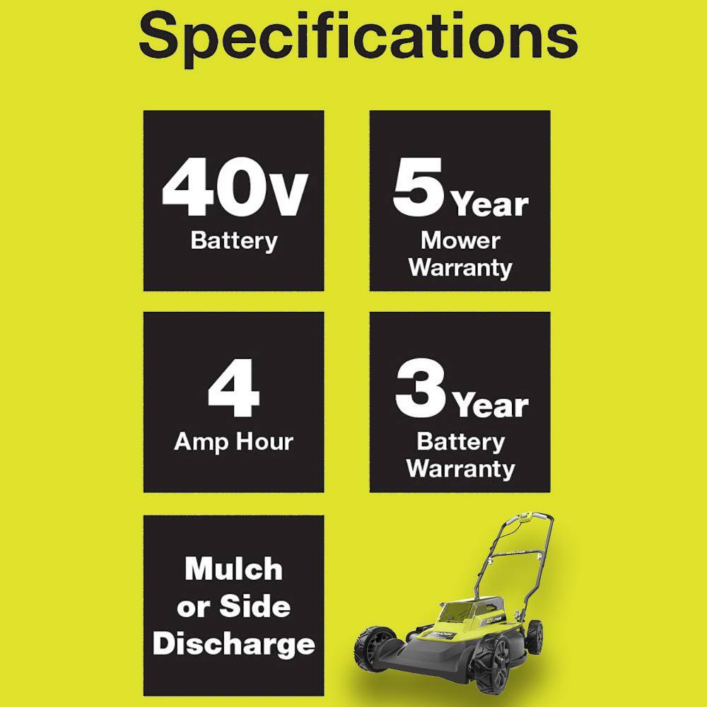 Push Lawn Mower with 4.0 Ah Battery 