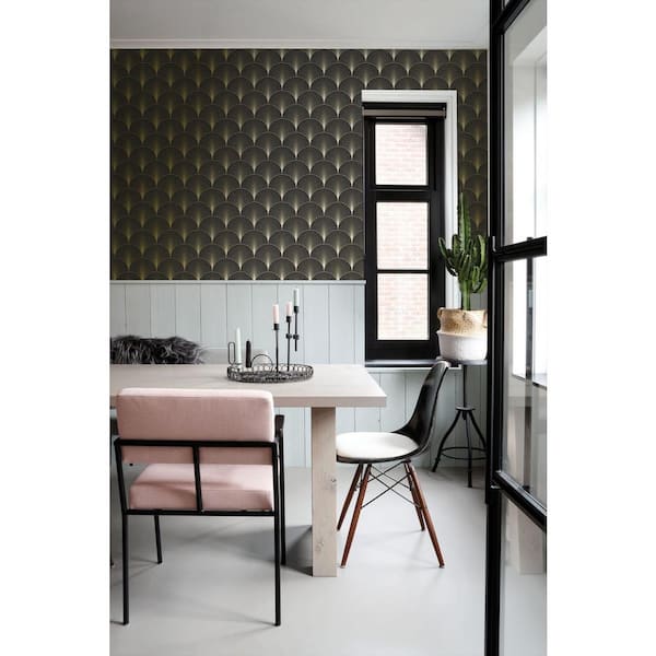 ESTA Home Lempicka Black Art Deco Motif Metallic Non-Pasted Non-Woven  Wallpaper Sample DD139457SAM - The Home Depot