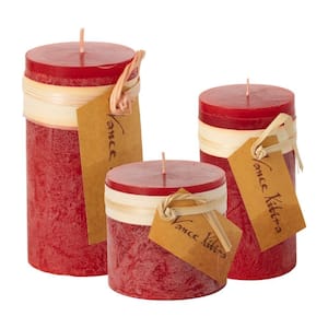 6", 4" and 3.25" Cranberry Timber Pillar Candles (Set of 3)