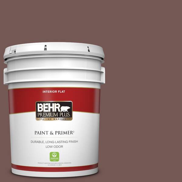 BEHR PREMIUM PLUS 5 gal. #180F-6 Brown Ridge Flat Low Odor Interior Paint & Primer