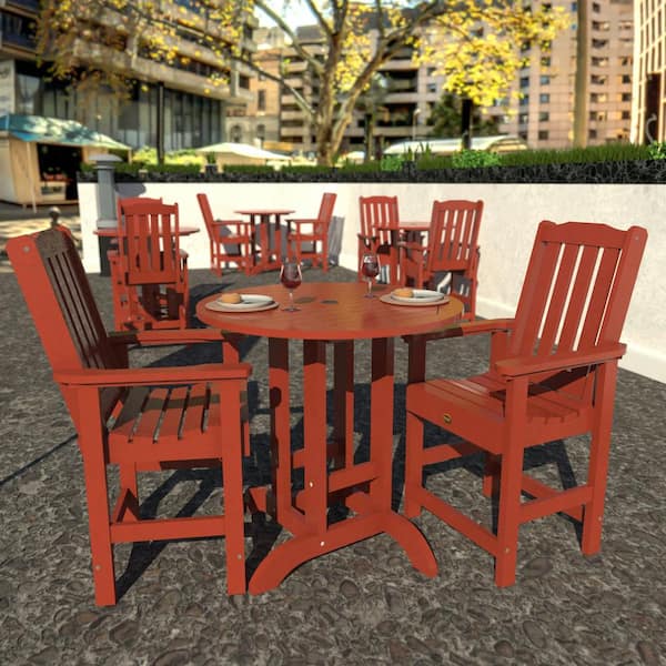 Unbranded Springville 3-Pieces Round Recycled Plastic Outdoor Counter Dining Set