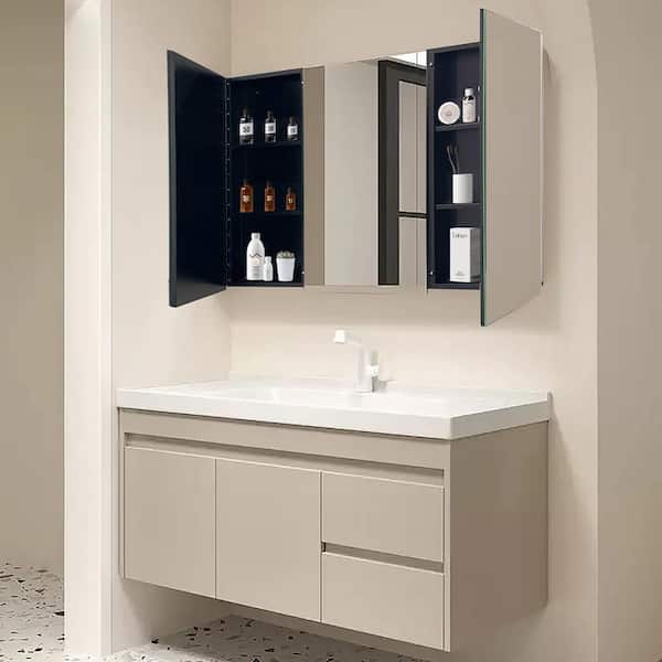 IHOMEadore 32 in. W x 32 in. H Rectangular Black Metal Wall Mount or Recessed Medicine Cabinet with Mirror in Bathroom