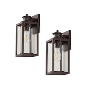 Oil Rubbed Bronze Motion Sensing Outdoor Wall Outlet Wall Sconce with No Bulbs Included Clear Glass Shade (Pack of 2)